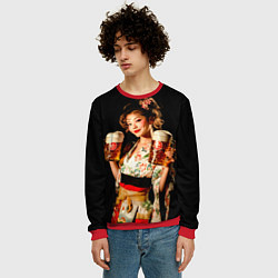 Свитшот мужской Японское пиво, цвет: 3D-красный — фото 2