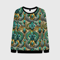 Мужской свитшот Паттерн зеленые темные змеи