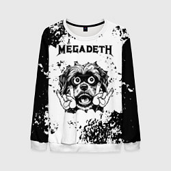 Свитшот мужской Megadeth - рок пес, цвет: 3D-белый