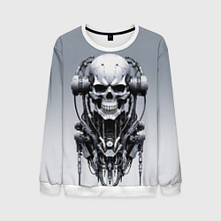 Свитшот мужской Cool cyber skull - ai art fantasy, цвет: 3D-белый