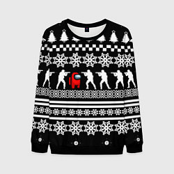 Свитшот мужской Among us x cs go, цвет: 3D-черный