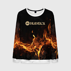 Свитшот мужской Deadlock logo на фоне огня, цвет: 3D-белый