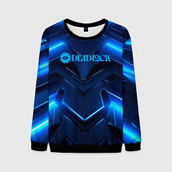 Свитшот мужской Deadlock logo и синий неон, цвет: 3D-черный