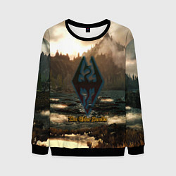 Свитшот мужской Skyrim logo природа, цвет: 3D-черный