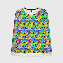 Свитшот мужской Треугольники голографический эффект - паттерн, цвет: 3D-белый