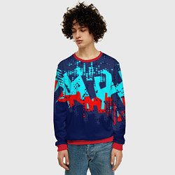 Свитшот мужской Красно-синяя абстракция, цвет: 3D-красный — фото 2