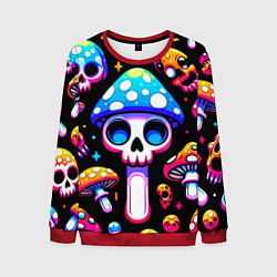 Свитшот мужской Ice cream skull and fly agaric - ai art fantasy, цвет: 3D-красный