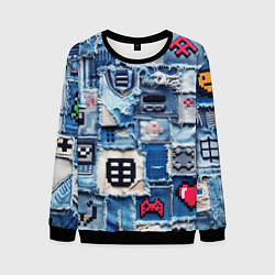 Мужской свитшот Геймерские знаки на пэчворк