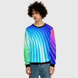 Свитшот мужской Полосы неоновый градиент, цвет: 3D-черный — фото 2