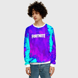Свитшот мужской Fortnite neon game, цвет: 3D-белый — фото 2