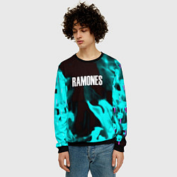 Свитшот мужской Ramones fire rose, цвет: 3D-черный — фото 2