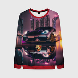 Свитшот мужской Porshe night city, цвет: 3D-красный