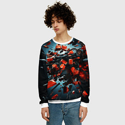 Свитшот мужской Геометрический взрыв пластин, цвет: 3D-белый — фото 2