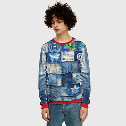 Свитшот мужской Пэчворк с игровыми значками, цвет: 3D-красный — фото 2