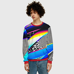 Свитшот мужской Neon stripes geometry, цвет: 3D-красный — фото 2