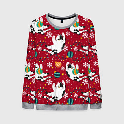 Свитшот мужской Новогодний паттерн с котиками, цвет: 3D-меланж
