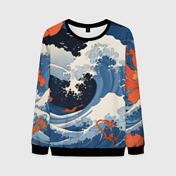 Мужской свитшот Япония волны алые цветы