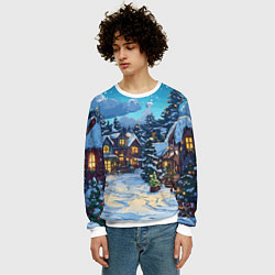Свитшот мужской Город перед новым годом, цвет: 3D-белый — фото 2