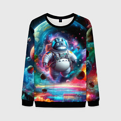 Свитшот мужской Astronaut Totoro in neon space - ai art fantasy, цвет: 3D-черный
