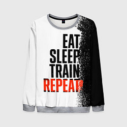 Свитшот мужской Eat sleep train repeat, цвет: 3D-меланж
