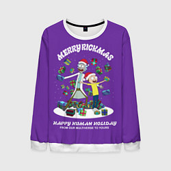 Свитшот мужской Рик и Морти Новый год подарки Merry Christmas, цвет: 3D-белый