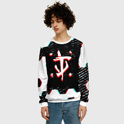 Свитшот мужской Doom hexagon glitch color, цвет: 3D-белый — фото 2