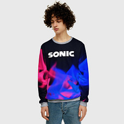 Свитшот мужской Sonic neon flame, цвет: 3D-меланж — фото 2