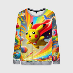Свитшот мужской Super Pikachu - ai art fantasy, цвет: 3D-меланж