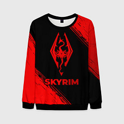 Свитшот мужской Skyrim - red gradient, цвет: 3D-черный