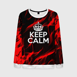 Свитшот мужской Keep calm flame red, цвет: 3D-белый