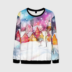 Мужской свитшот Новогодний ночной дворик