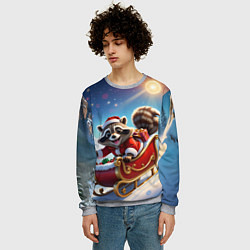 Свитшот мужской Енот на санях, цвет: 3D-меланж — фото 2