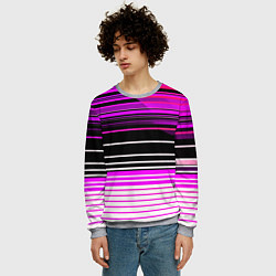Свитшот мужской Разноцветные вертикальные линии, цвет: 3D-меланж — фото 2