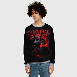 Свитшот мужской Cannibal Corpse кровавый череп, цвет: 3D-меланж — фото 2