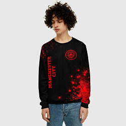 Свитшот мужской Manchester City - red gradient вертикально, цвет: 3D-черный — фото 2
