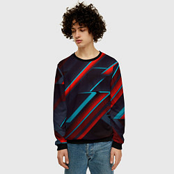 Свитшот мужской Абстракция из линий, цвет: 3D-черный — фото 2