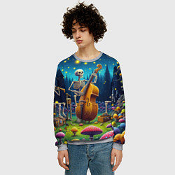 Свитшот мужской Ансамбль черепов даёт концерт под луной, цвет: 3D-меланж — фото 2