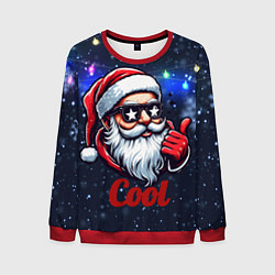 Свитшот мужской Cool Santa in glasses, цвет: 3D-красный