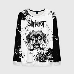 Свитшот мужской Slipknot - рок пес, цвет: 3D-белый