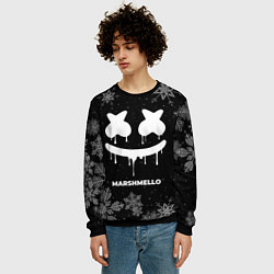 Свитшот мужской Снежный Marshmello, цвет: 3D-черный — фото 2