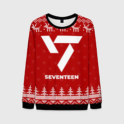 Свитшот мужской Новогодний Seventeen с оленями, цвет: 3D-черный