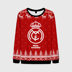 Свитшот мужской Новогодний Real Madrid с оленями, цвет: 3D-черный