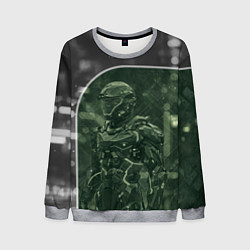 Свитшот мужской Киборг в серо-зелёных тонах, цвет: 3D-меланж