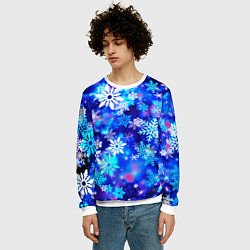 Свитшот мужской Яркие узоры снежинок, цвет: 3D-белый — фото 2