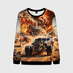 Свитшот мужской Mad Max - explosion cars, цвет: 3D-черный