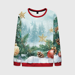 Мужской свитшот Золотые снежинки - новогодний фон