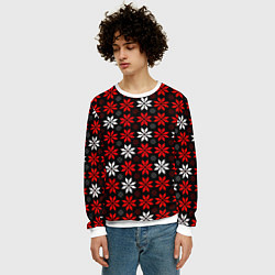 Свитшот мужской Red and white stars on a black background, цвет: 3D-белый — фото 2