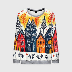 Мужской свитшот Разноцветные новогодние дома