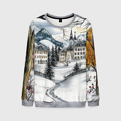 Мужской свитшот Заснеженный старый город