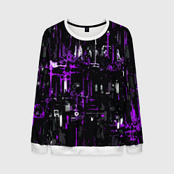 Мужской свитшот Бело-фиолетовая тревожная абстракция на чёрном фон